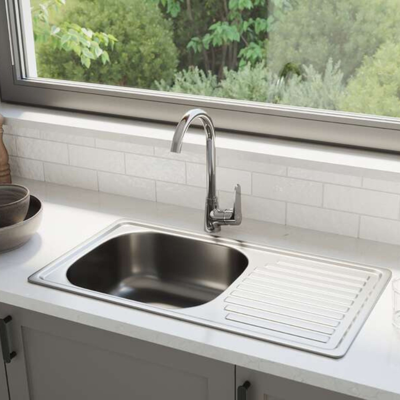 Bateria Zlewozmywakowa Stojąca z Wylewką U Chrom ATEZ Kuchinox