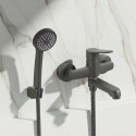 Bateria Wannowa Ścienna z zestawem natryskowym Czarna ATEZ Kuchinox