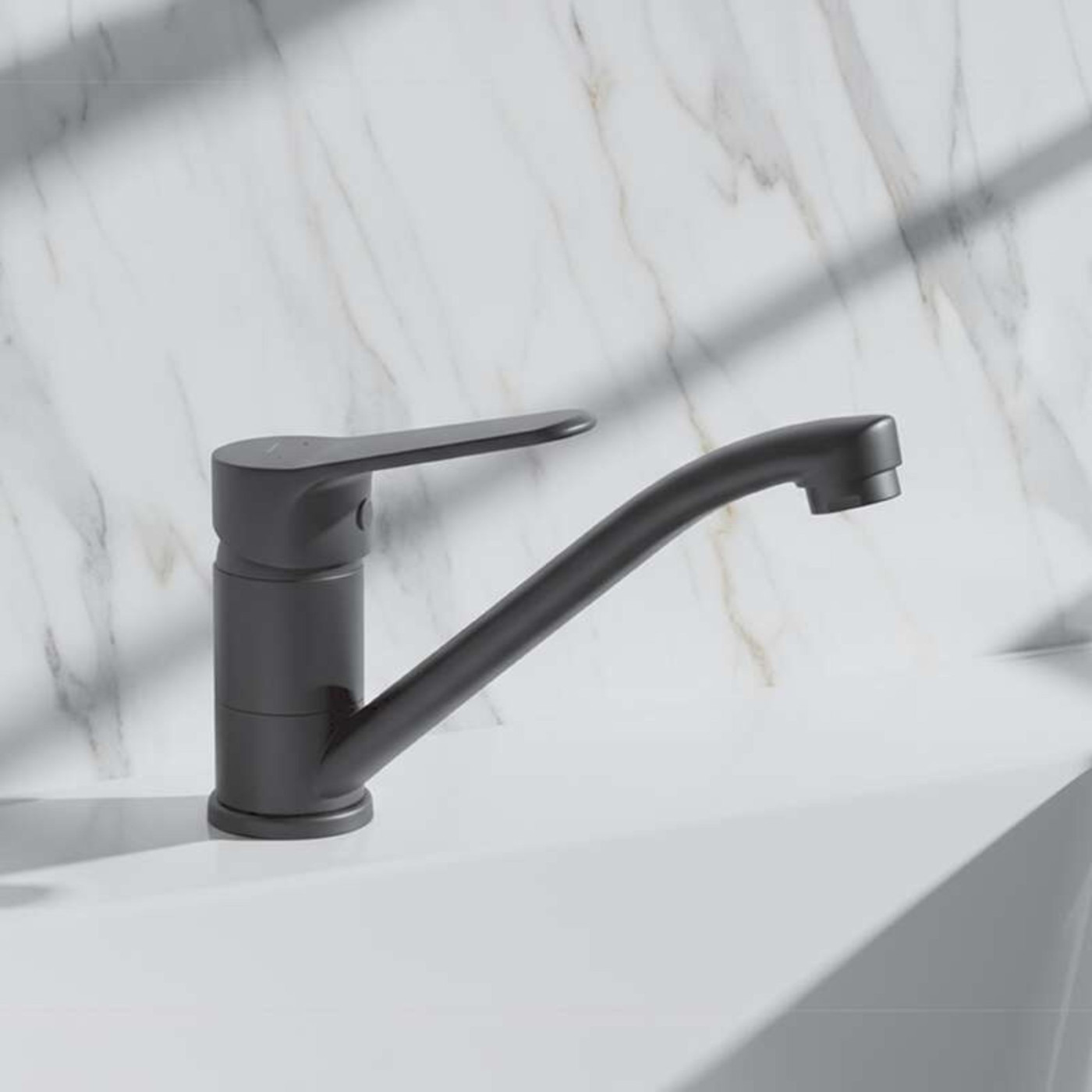 Bateria Umywalkowa Stojąca z ruchomą wylewką Czarna ATEZ Kuchinox