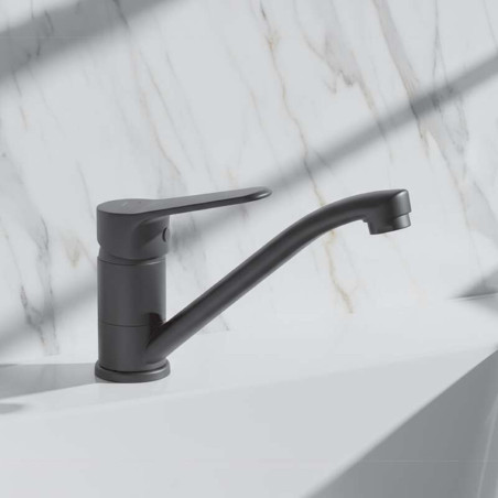 Bateria Umywalkowa Stojąca z ruchomą wylewką Czarna ATEZ Kuchinox