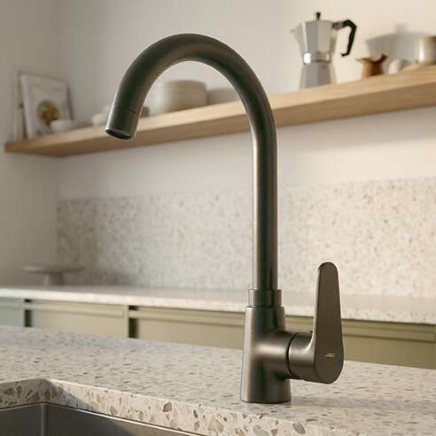 Bateria Zlewozmywakowa Stojąca z wylewką U Czarna ATEZ Kuchinox