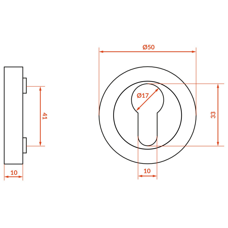 Szyld Krótki Okrągły Wkładka Satyna Mat Kuchinox