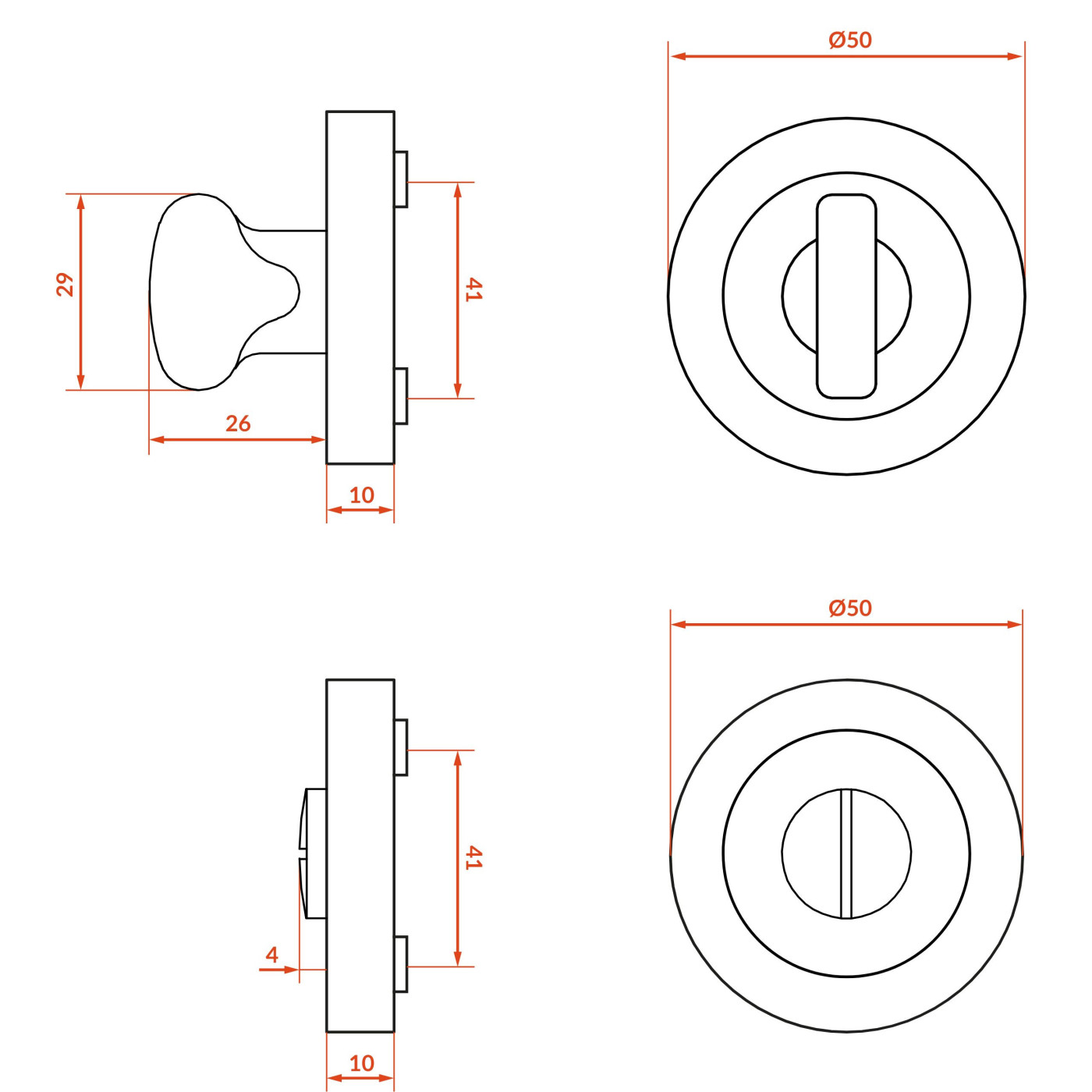 Szyld Krótki Okrągły WC Satyna Mat Kuchinox Szyld Krótki Okrągły WC Satyna Mat Kuchinox