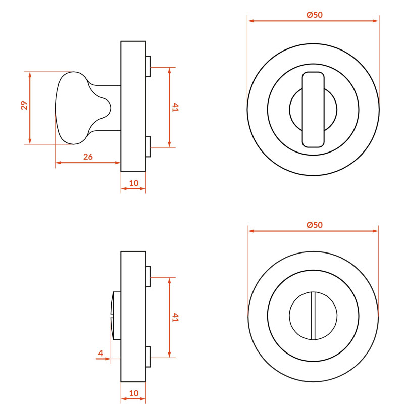 Szyld Krótki Okrągły WC Czarny Mat Kuchinox