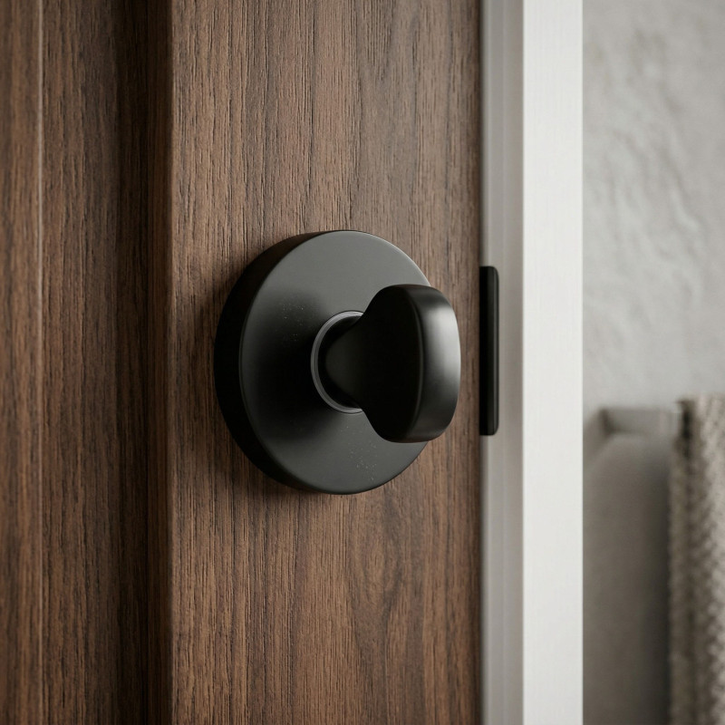 Szyld Krótki Okrągły WC Czarny Mat Kuchinox