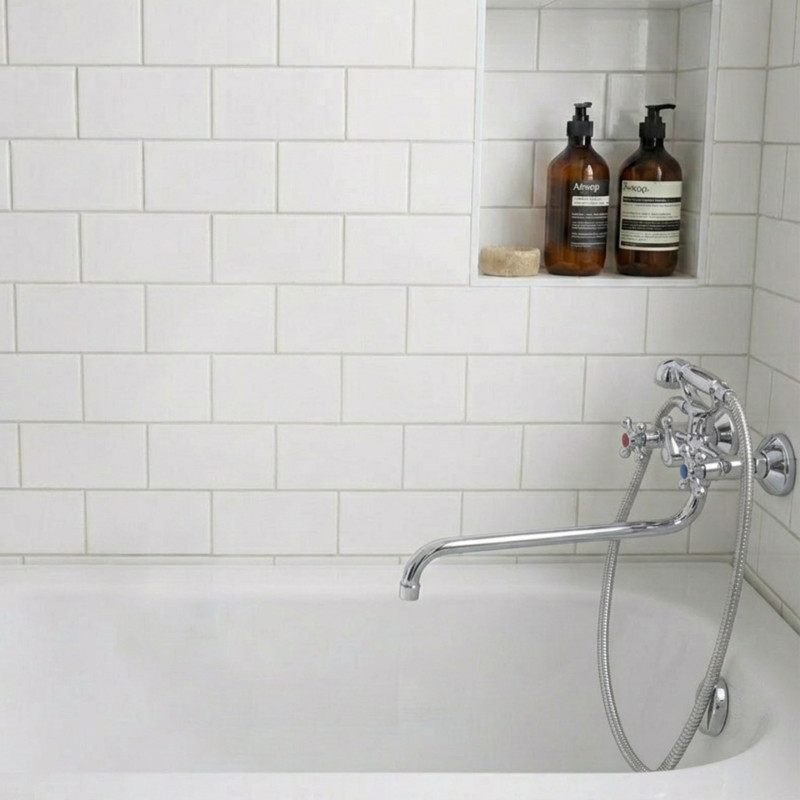 Bateria Wannowa Ścienna Z Zestawem Natryskowym Chrom