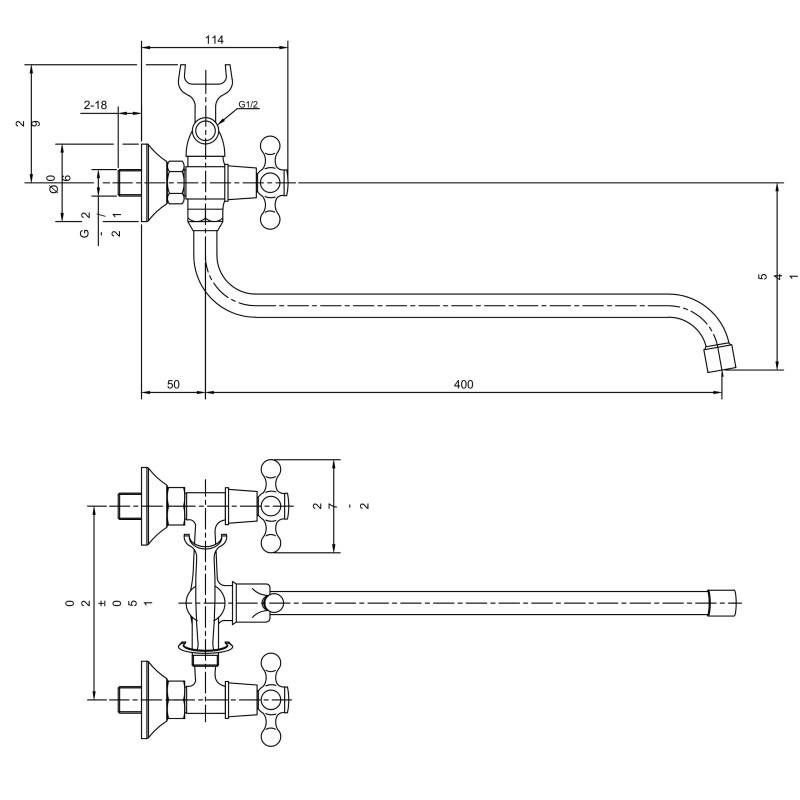 Bateria Wannowa Ścienna Z Zestawem Natryskowym Chrom
