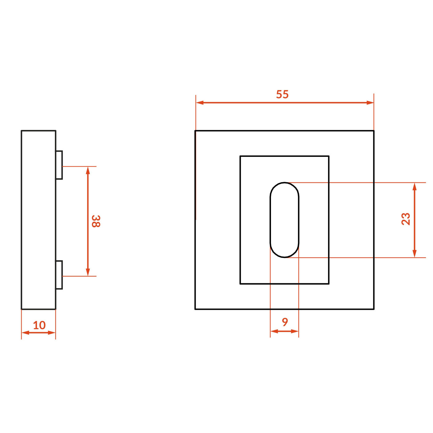 Szyld Krótki Kwadratowy Klucz Chrom