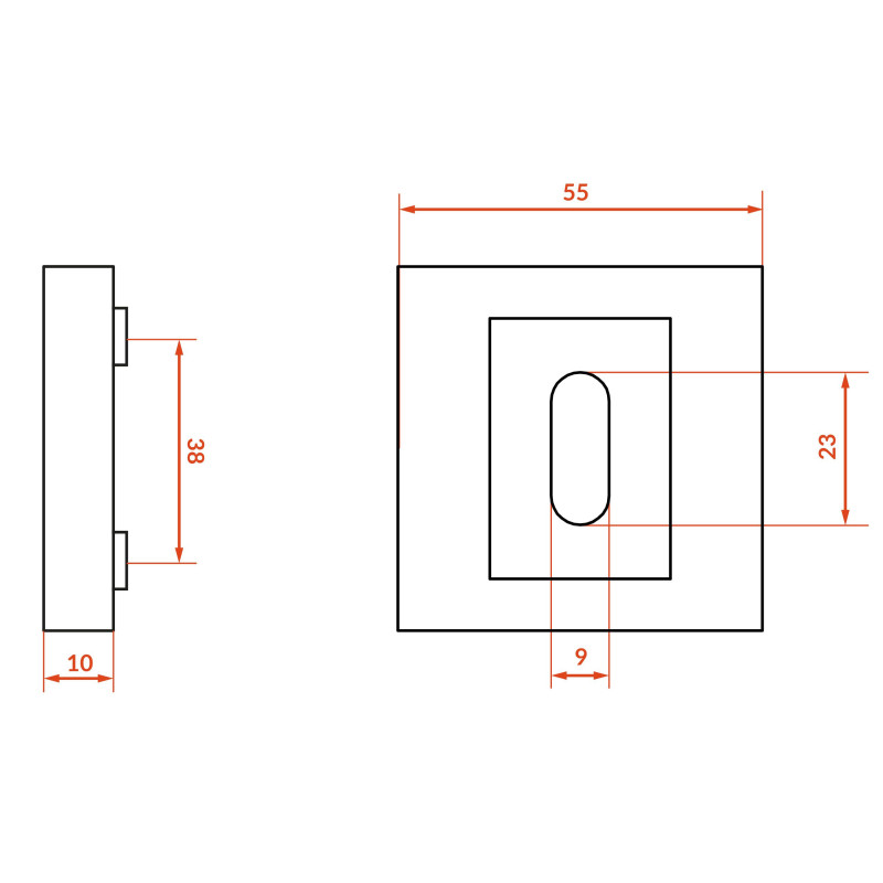 Szyld Krótki Kwadratowy Klucz Chrom