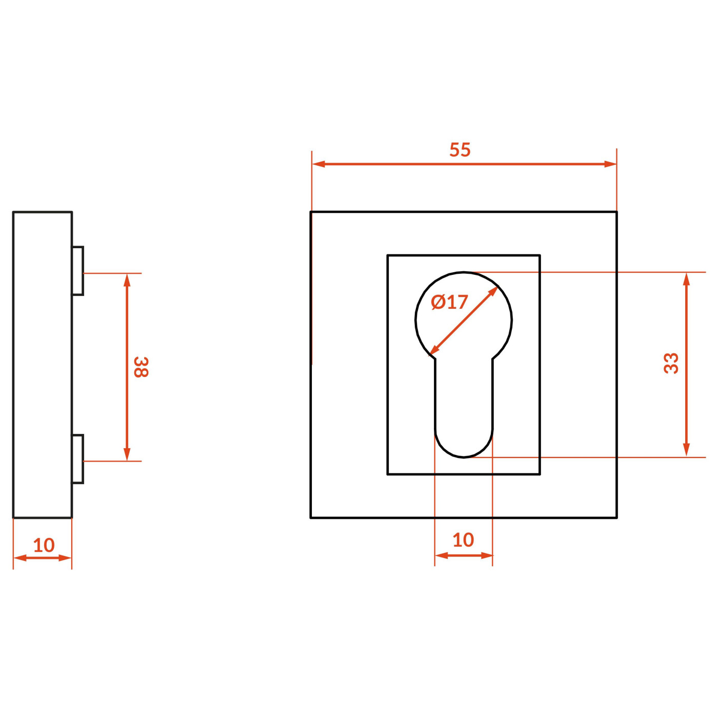 Szyld Krótki Kwadratowy Wkładka Chrom
