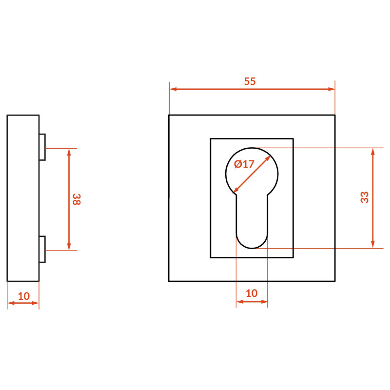 Szyld Krótki Kwadratowy Wkładka Chrom