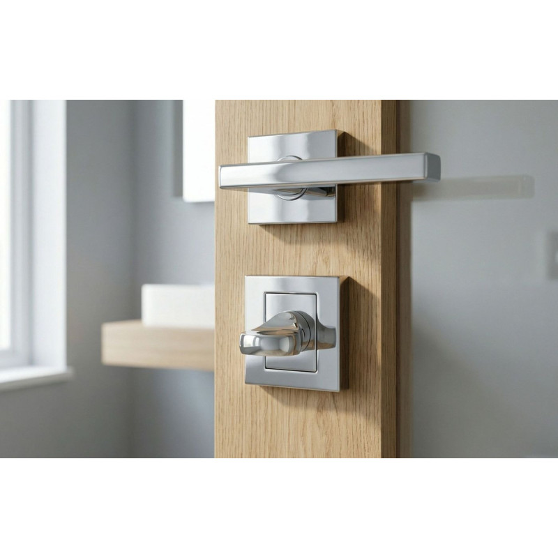 Szyld Krótki Kwadratowy WC Chrom