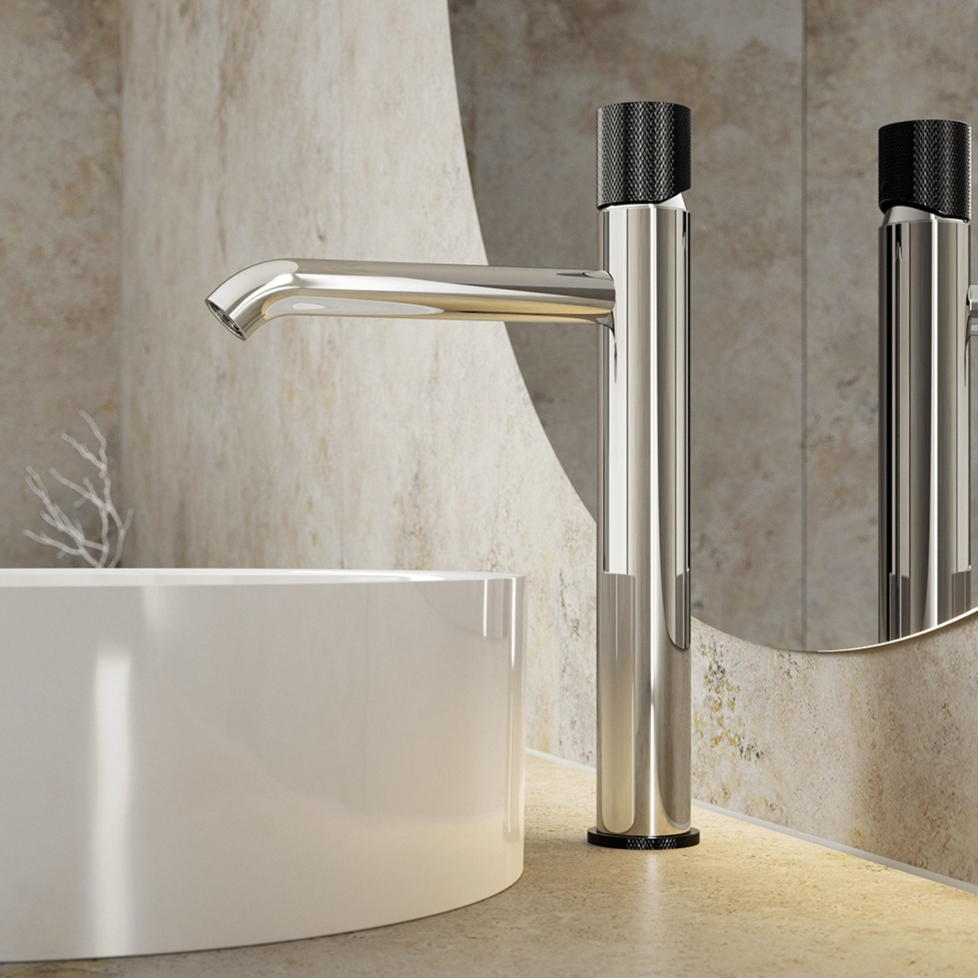 Bateria Umywalkowa Nablatowa Peros Chrom