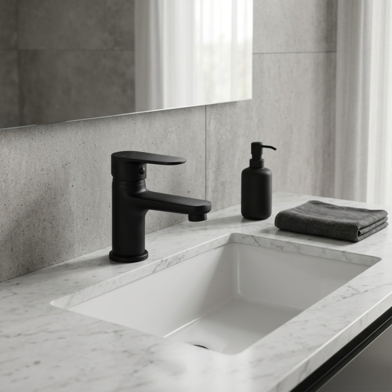 Bateria Umywalkowa Stojąca Czarna PANA Kuchinox