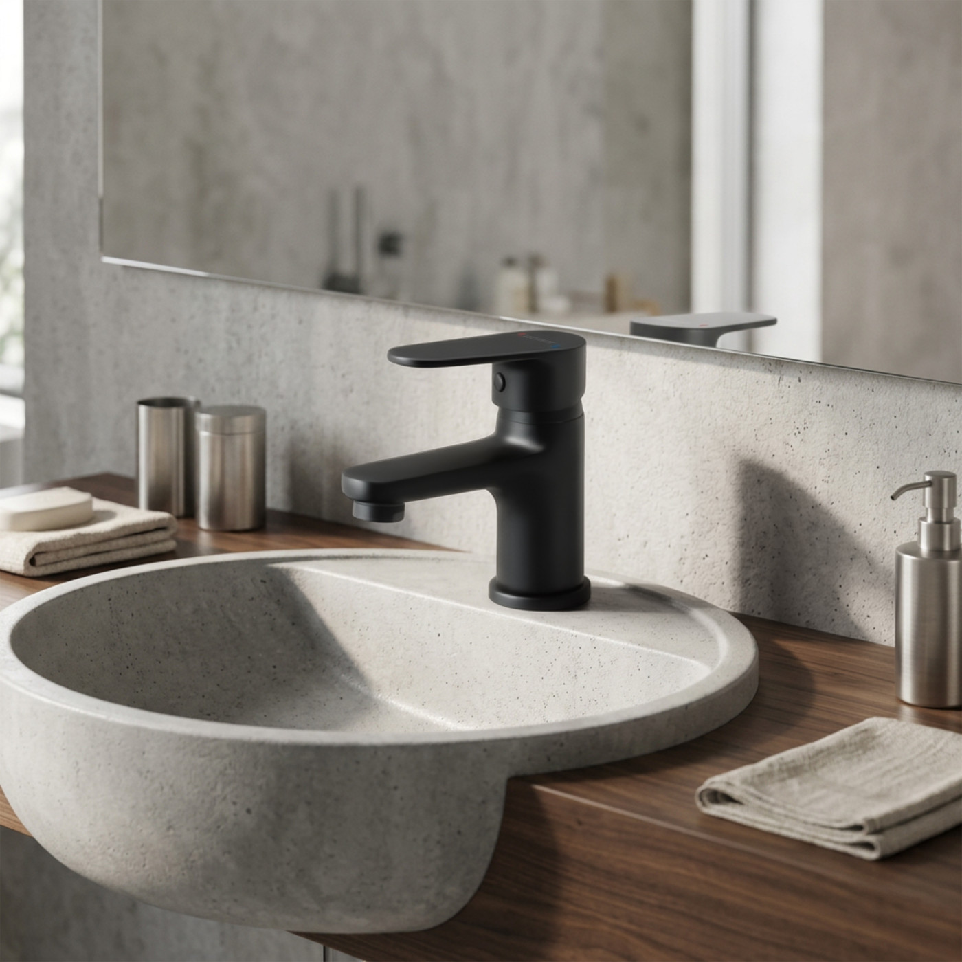 Bateria Umywalkowa Stojąca Czarna PANA Kuchinox