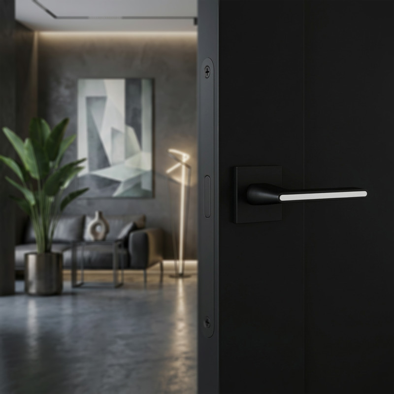 Klamka na szyldzie dzielonym Elika II Czarna/Biała