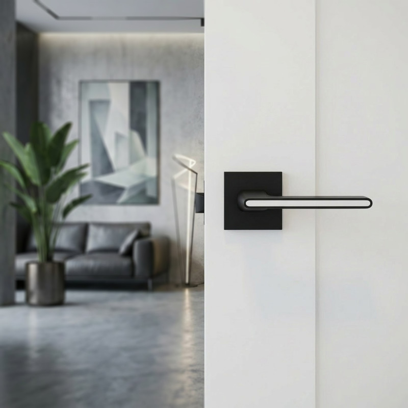 Klamka na szyldzie dzielonym Elika II Czarna/Biała