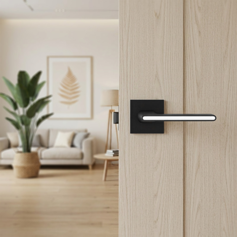 Klamka na szyldzie dzielonym Elika II Czarna/Biała