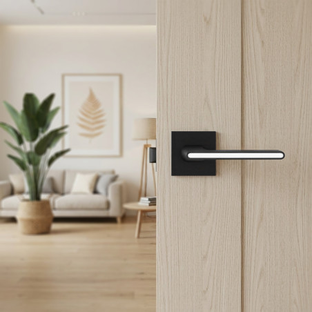 Klamka na szyldzie dzielonym Elika II Czarna/Biała