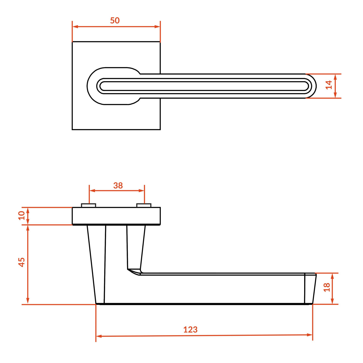 Klamka na szyldzie dzielonym Elika II Czarna/Biała