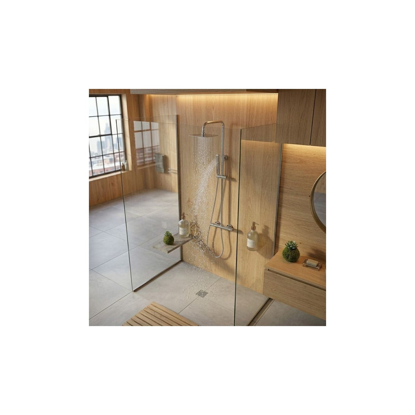 Kolumna Natryskowa z Baterią Termostatyczną POLA Chrom Deszczownia Słuchawka