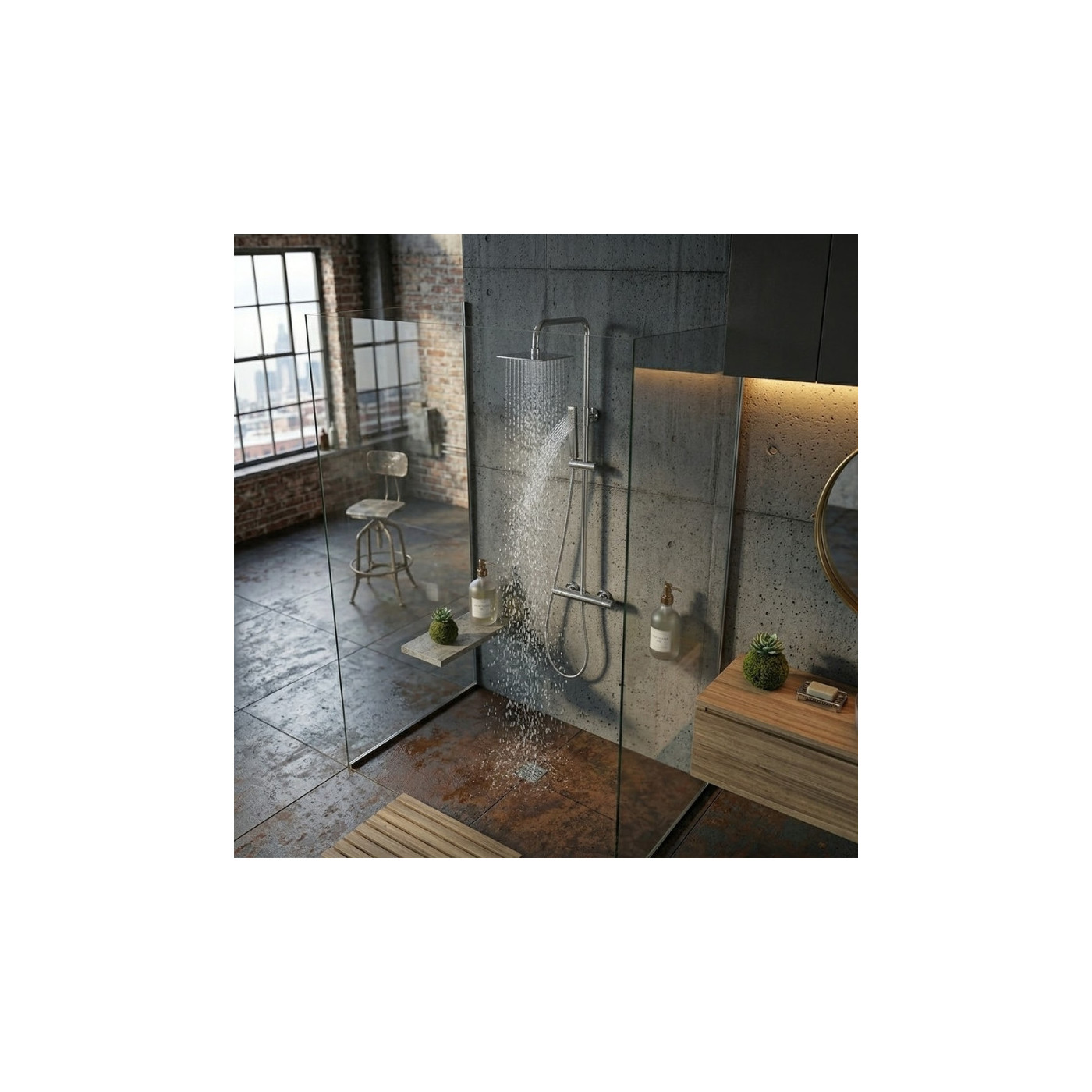 Kolumna Natryskowa z Baterią Termostatyczną POLA Chrom Deszczownia Słuchawka