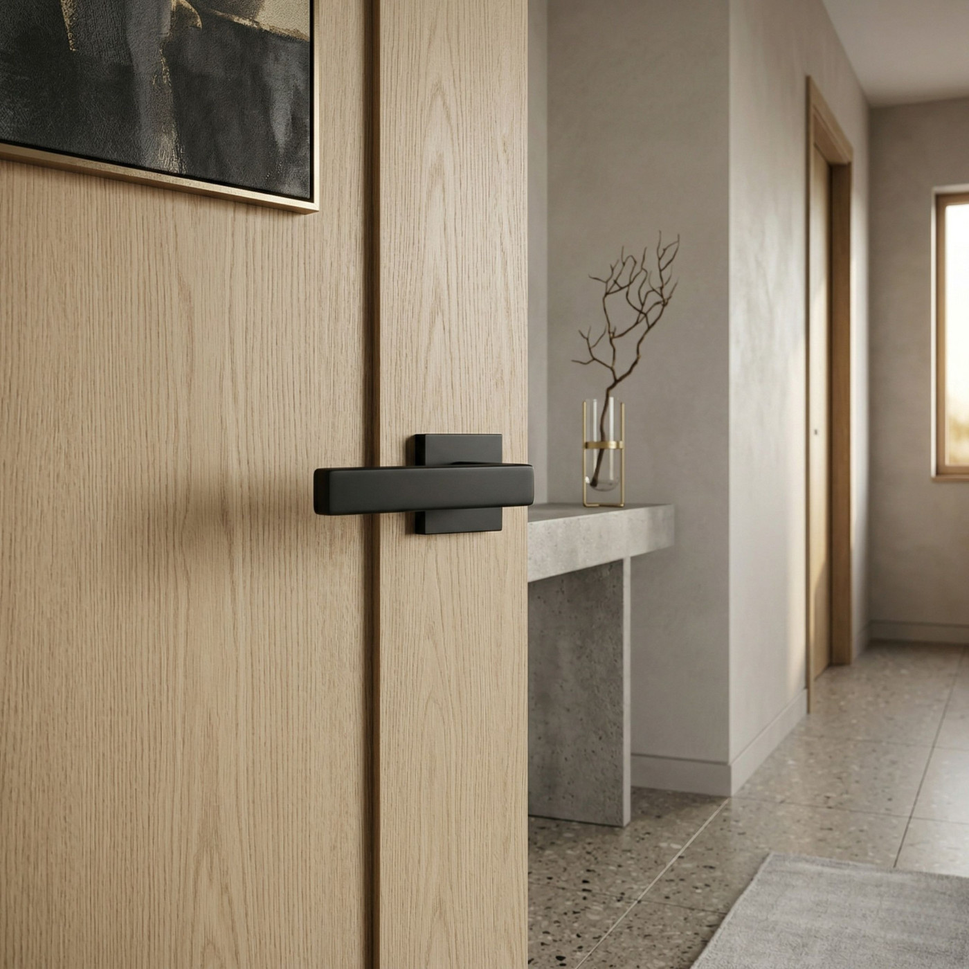 Klamka do Drzwi Wewnętrznych Czarna KVADRATO