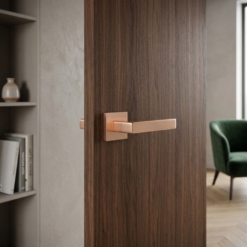Klamka do Drzwi Wewnętrznych Różowe Złoto KVADRATO
