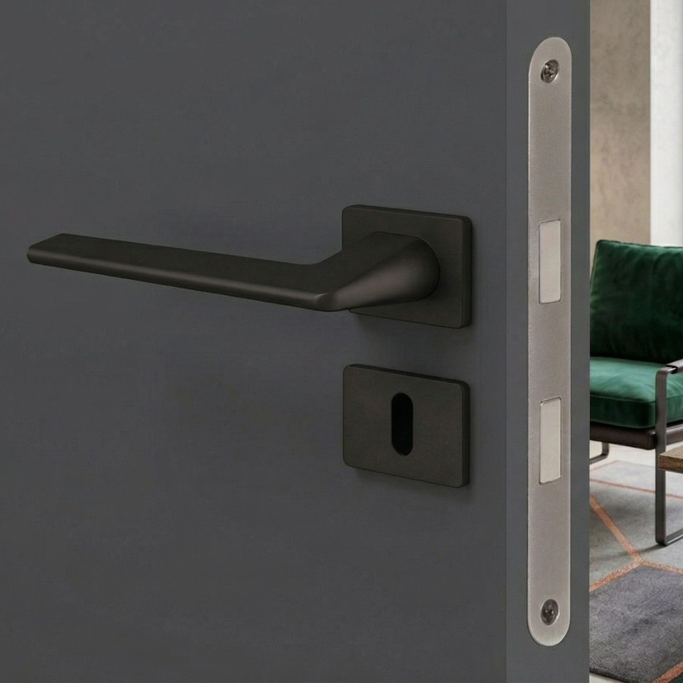 Klamka do Drzwi Wewnętrznych Czarna Mat Recta