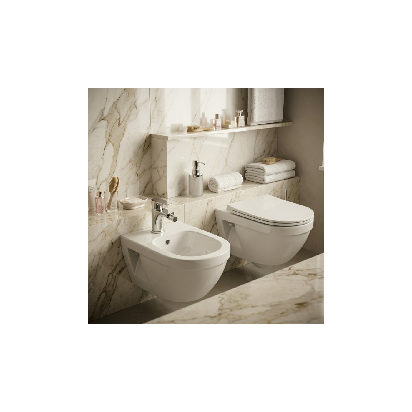 Bateria Bidetowa Stojąca z Korkiem LARGO Chrom