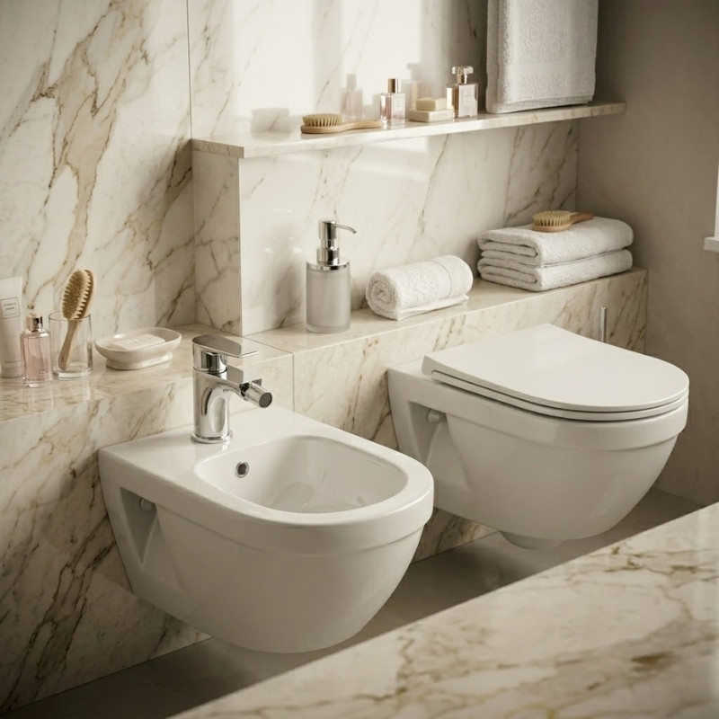 Bateria Bidetowa Stojąca z Korkiem LARGO Chrom