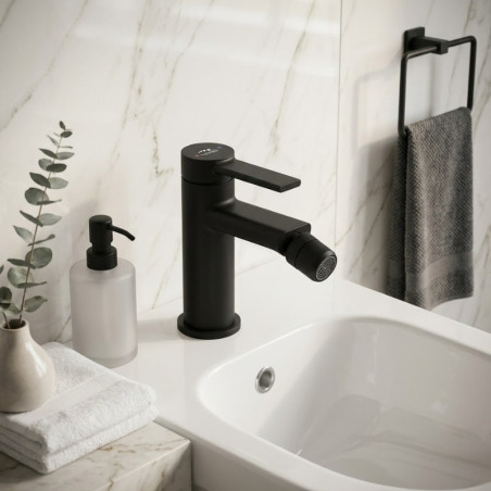 Bateria Bidetowa Stojąca z Korkiem PINAR Czarna