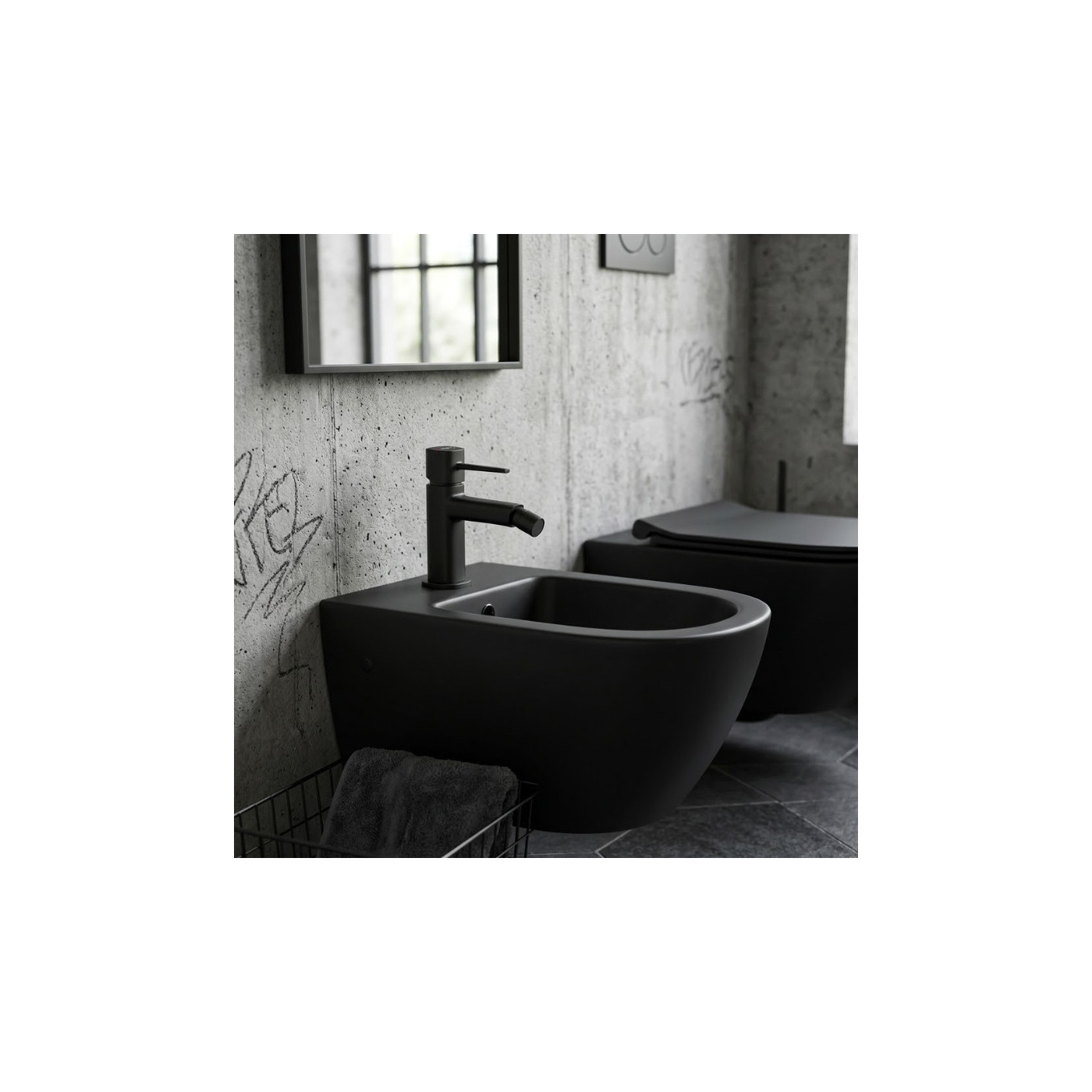 Bateria Bidetowa Stojąca z Korkiem POLA Czarna