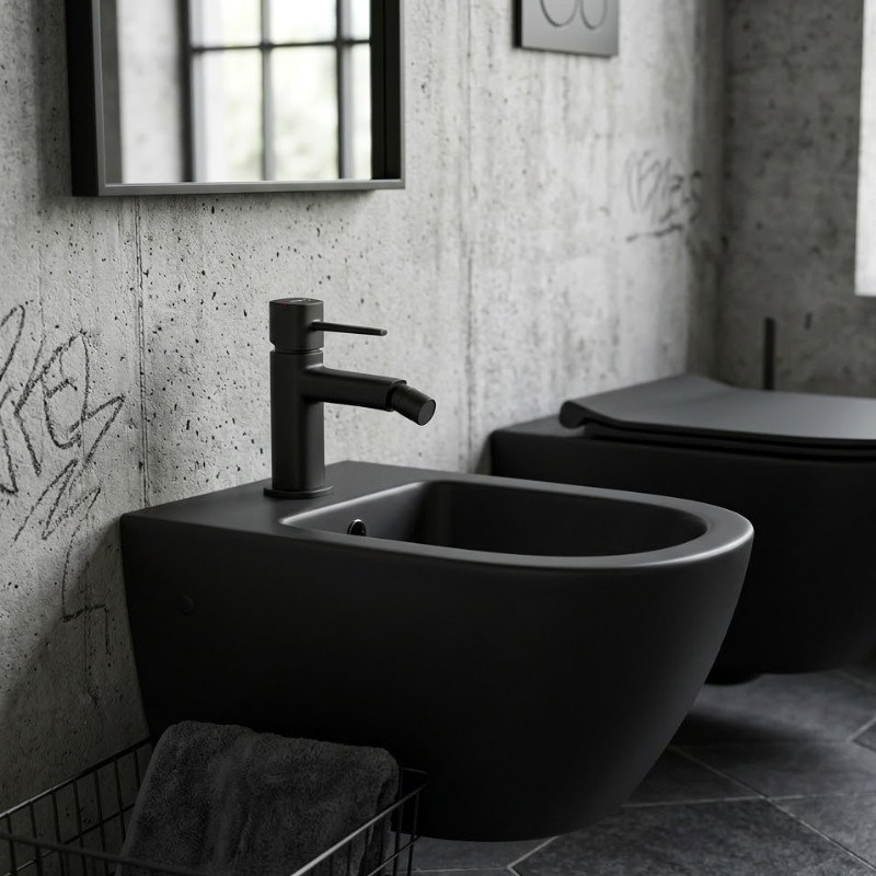 Bateria Bidetowa Stojąca z Korkiem POLA Czarna