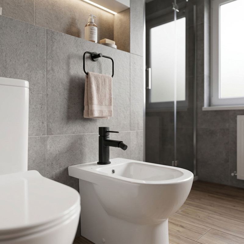 Bateria Bidetowa Stojąca z Korkiem POLA Czarna