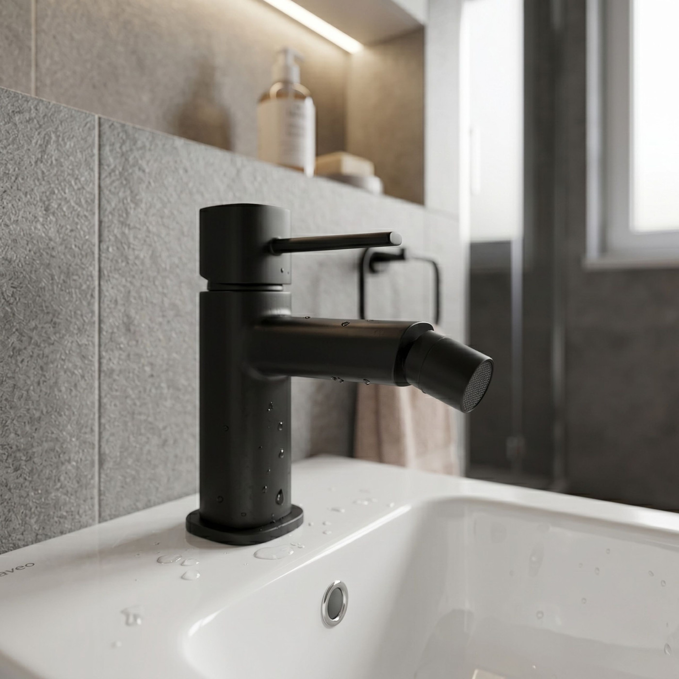 Bateria Bidetowa Stojąca z Korkiem POLA Czarna