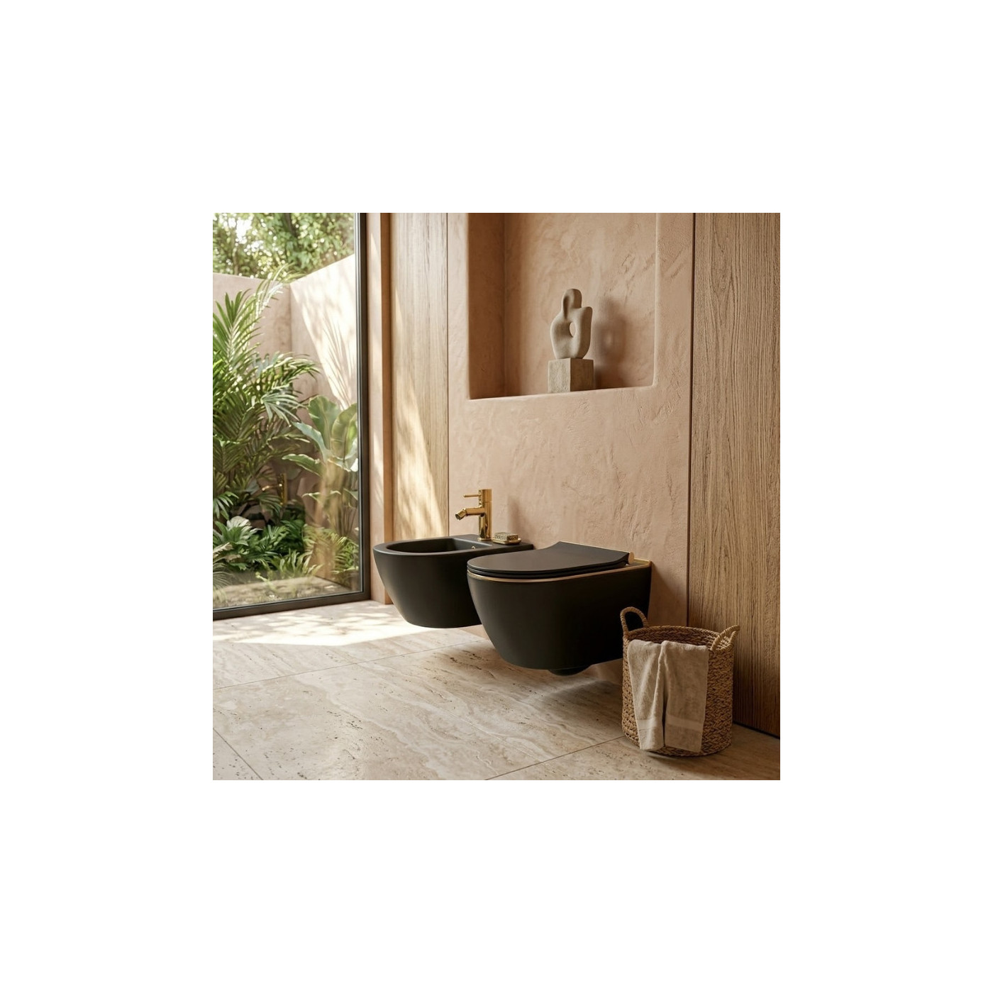 Bateria Bidetowa Stojąca z Korkiem POLA złota