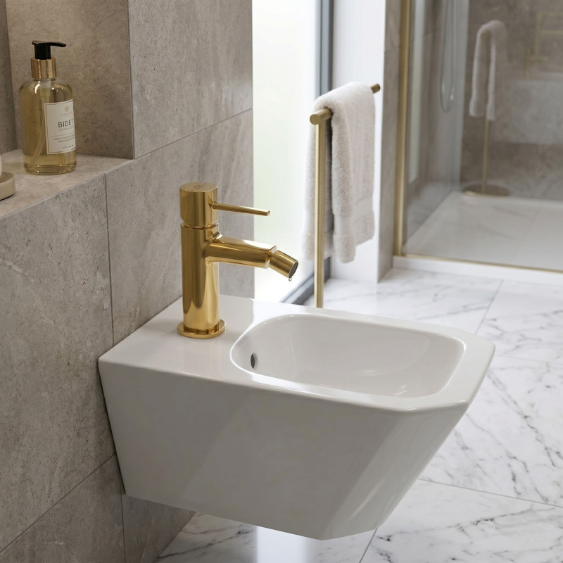 Bateria Bidetowa Stojąca z Korkiem POLA złota