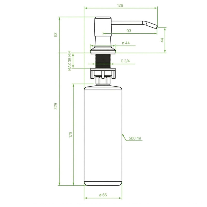 Dozownik na Płyn do Mycia Naczyń DROP Laveo 500 ml
