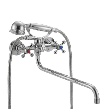 Bateria Wannowa Ścienna Z Zestawem Natryskowym Chrom