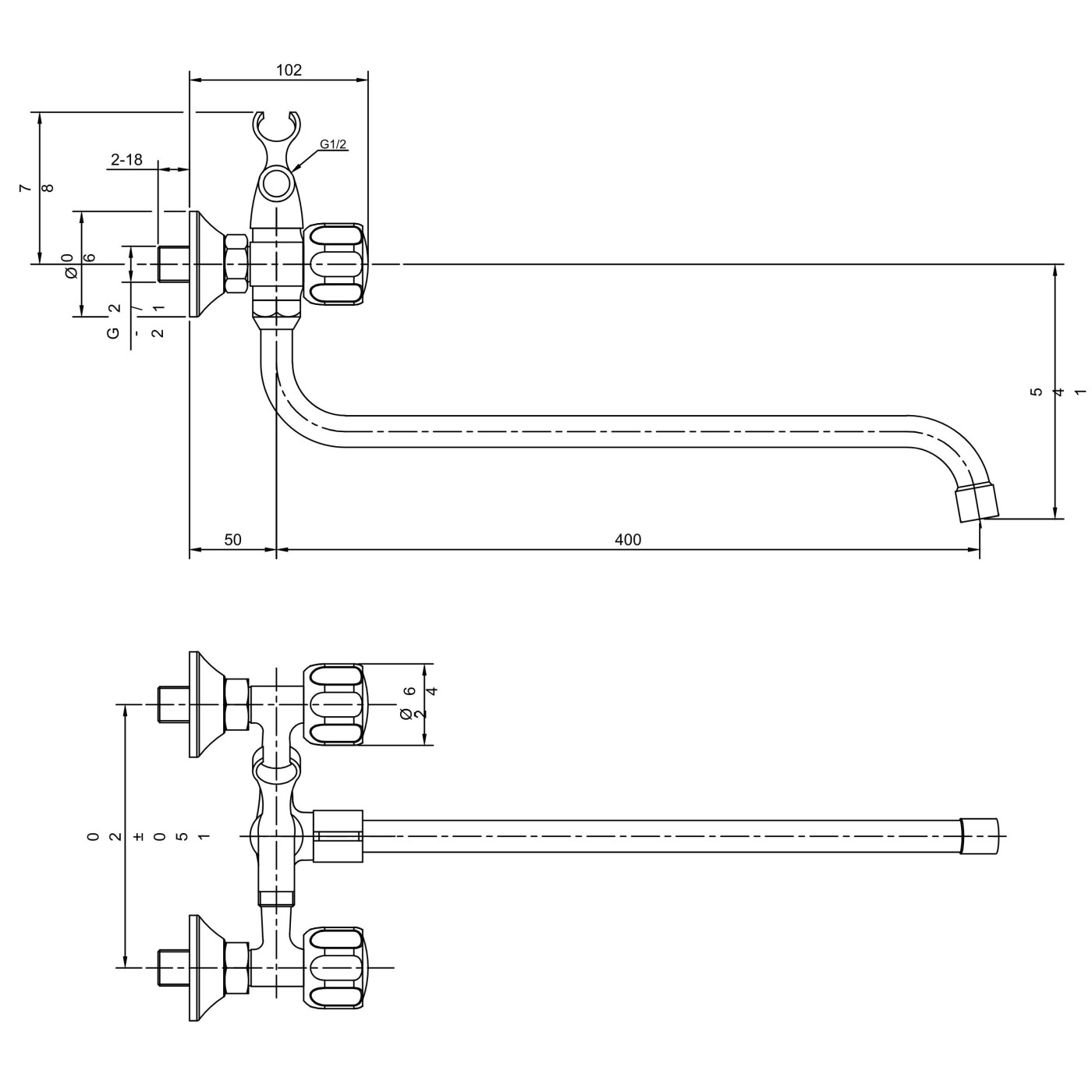 Bateria Wannowa Ścienna Z Zestawem Natryskowym Chrom