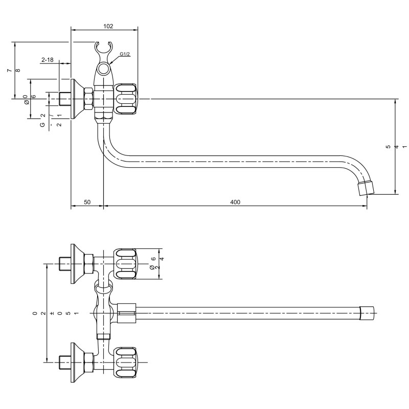 Bateria Wannowa Ścienna Z Zestawem Natryskowym Chrom