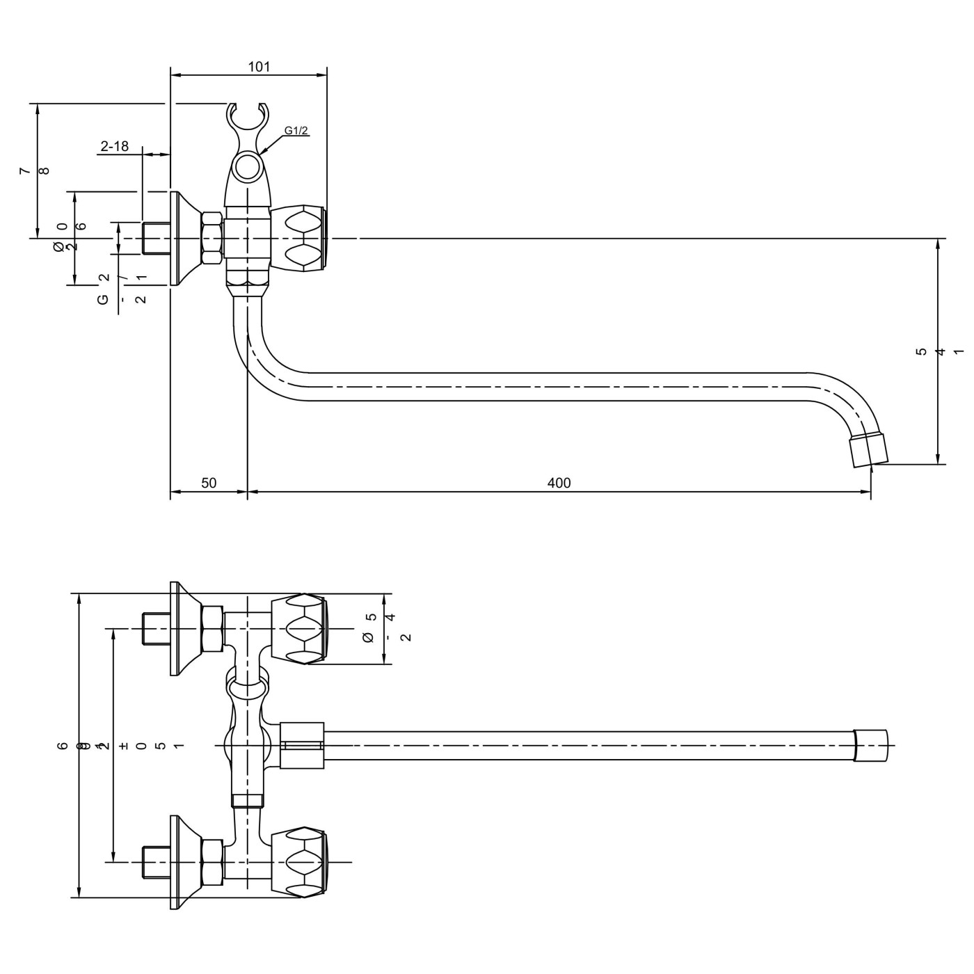 Bateria Wannowa Ścienna Z Zestawem Natryskowym Chrom