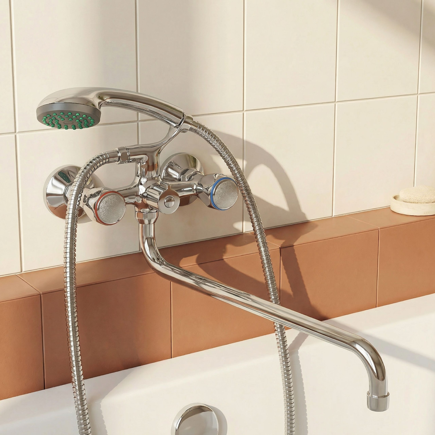 Bateria Wannowa Ścienna Z Zestawem Natryskowym Chrom