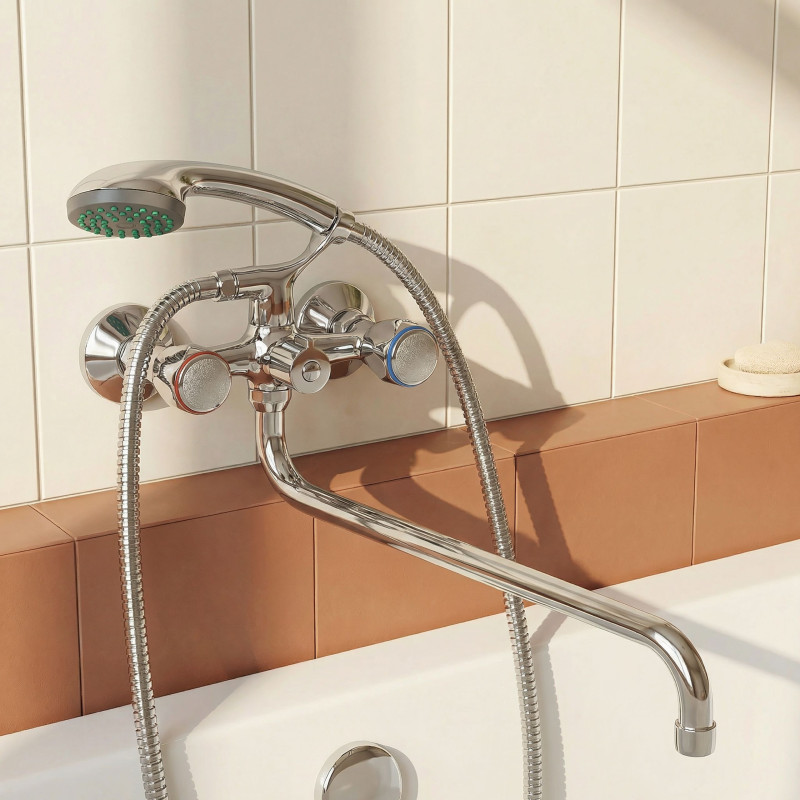 Bateria Wannowa Ścienna Z Zestawem Natryskowym Chrom