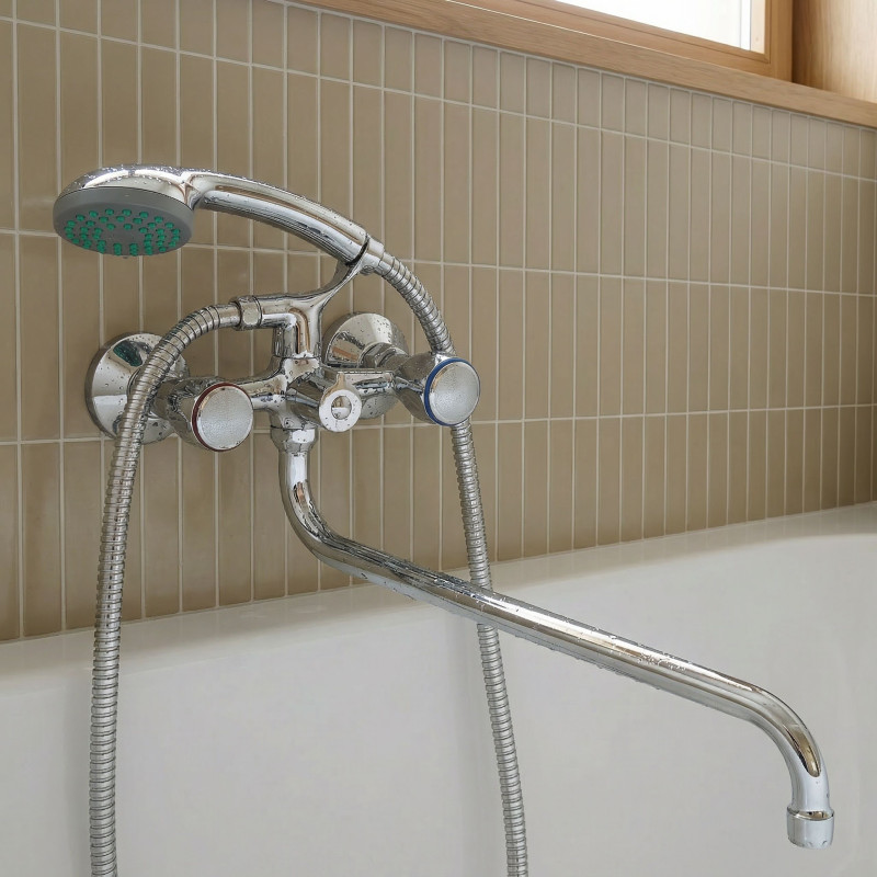 Bateria Wannowa Ścienna Z Zestawem Natryskowym Chrom