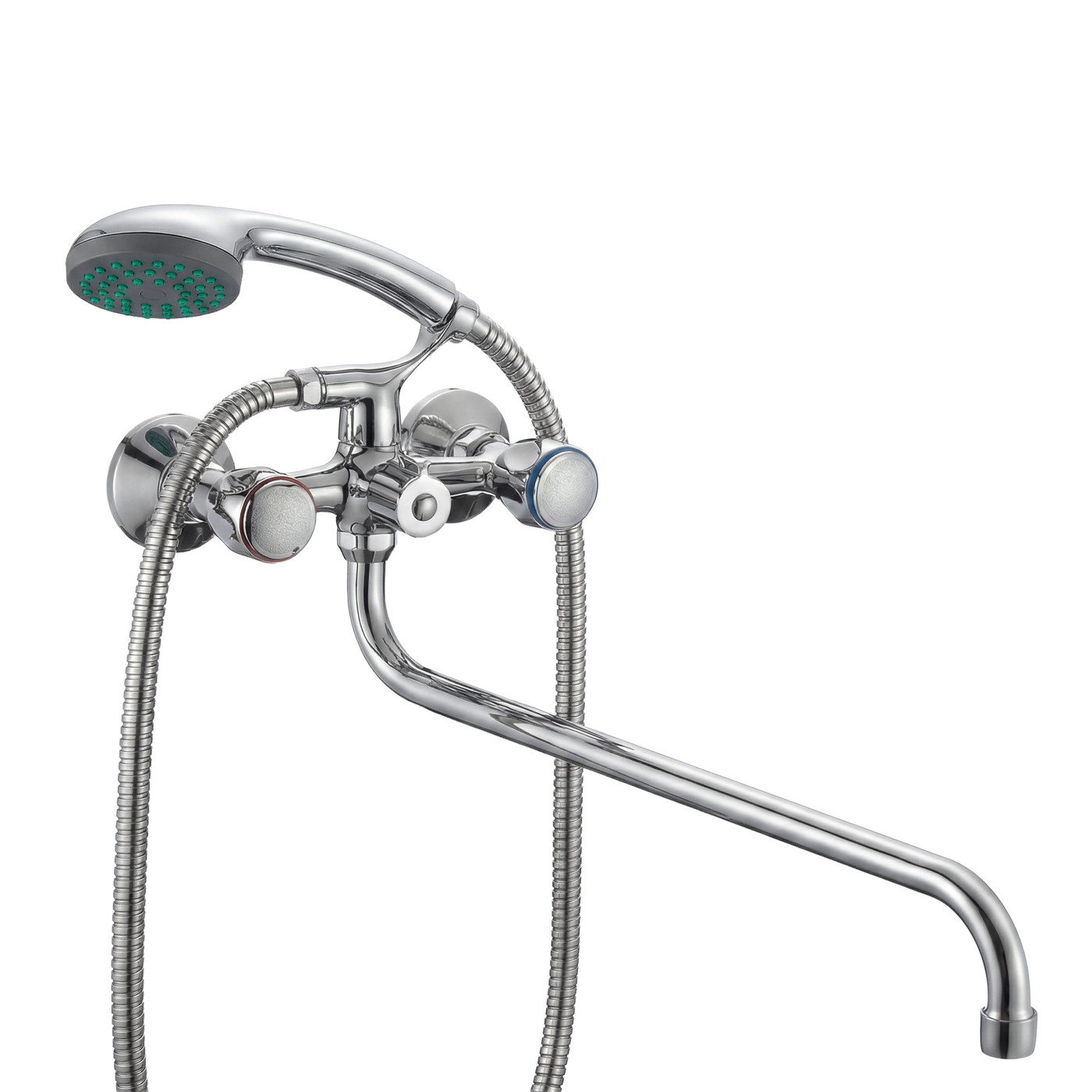 Bateria Wannowa Ścienna Z Zestawem Natryskowym Chrom