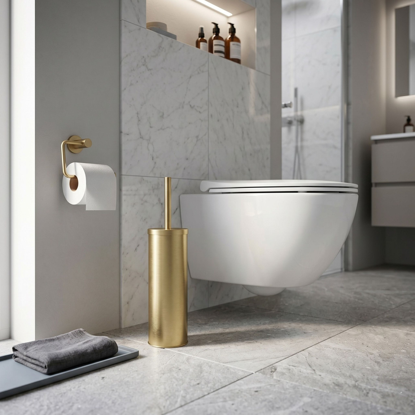 Szczotka do WC Wolnostojąca Toaletowa MIRI Złoto Szczotkowane Szczotka do WC Wolnostojąca Toaletowa MIRI Złoto Szczotkowane