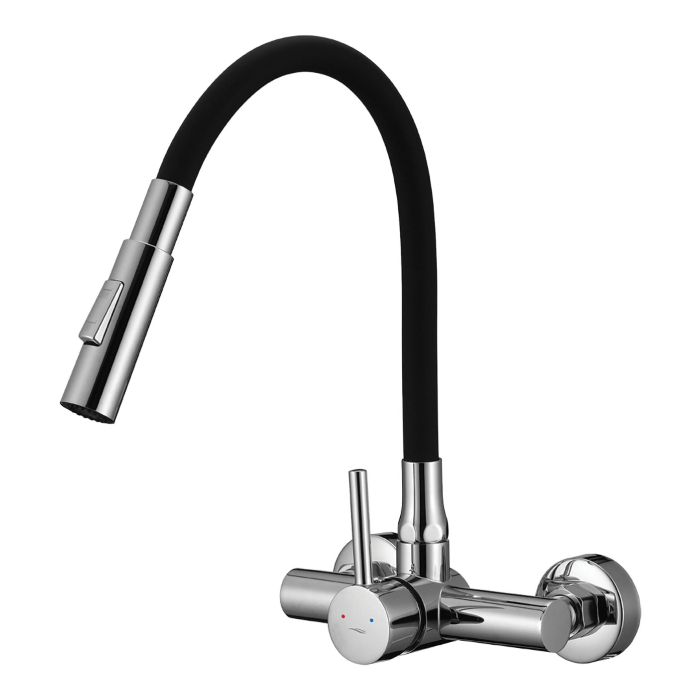 Bateria Zlewozmywakowa Ścienna Z Elastyczną 2 - Funkcyjną Wylewką VELIA Chrom/Czarne Bateria Zlewozmywakowa Ścienna Z Elastyczną 2 - Funkcyjną Wylewką VELIA Chrom/Czarne