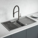 Zlewozmywak 1-komorowy Z Ociekaczem Deską I Rollmatą Tuvalu Volcano Grey 78x45,3